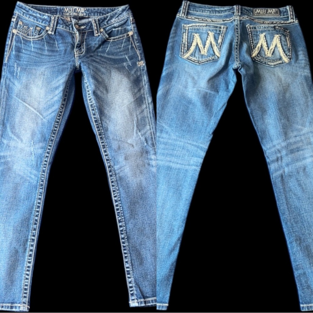 Miss Me Blue Boot Cut Jeans with Classic Stitching